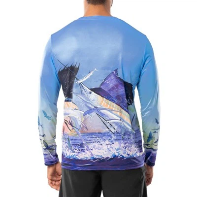 Антибактериальная влагоотводящая рубашка для рыбалки с длинным рукавом Upf 50 с логотипом на открытом воздухе